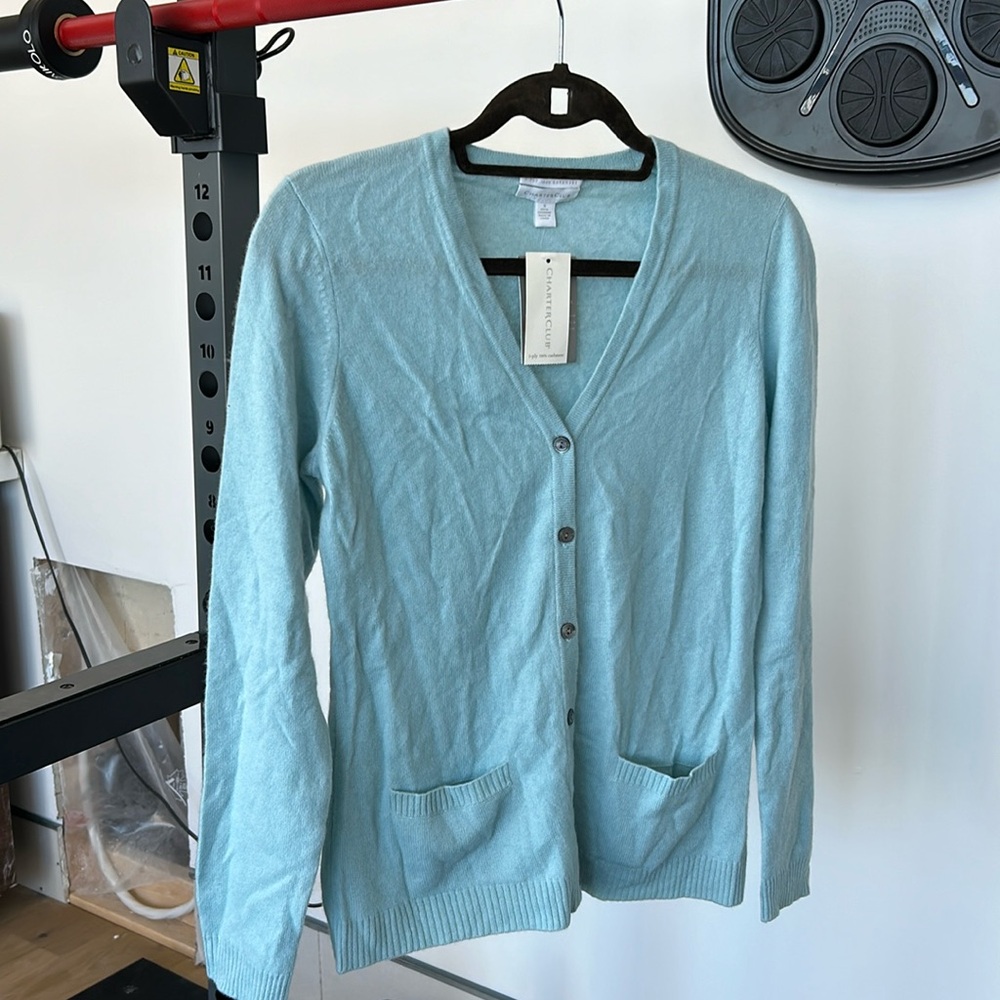 Charter club Ice blue cashmere cardigan